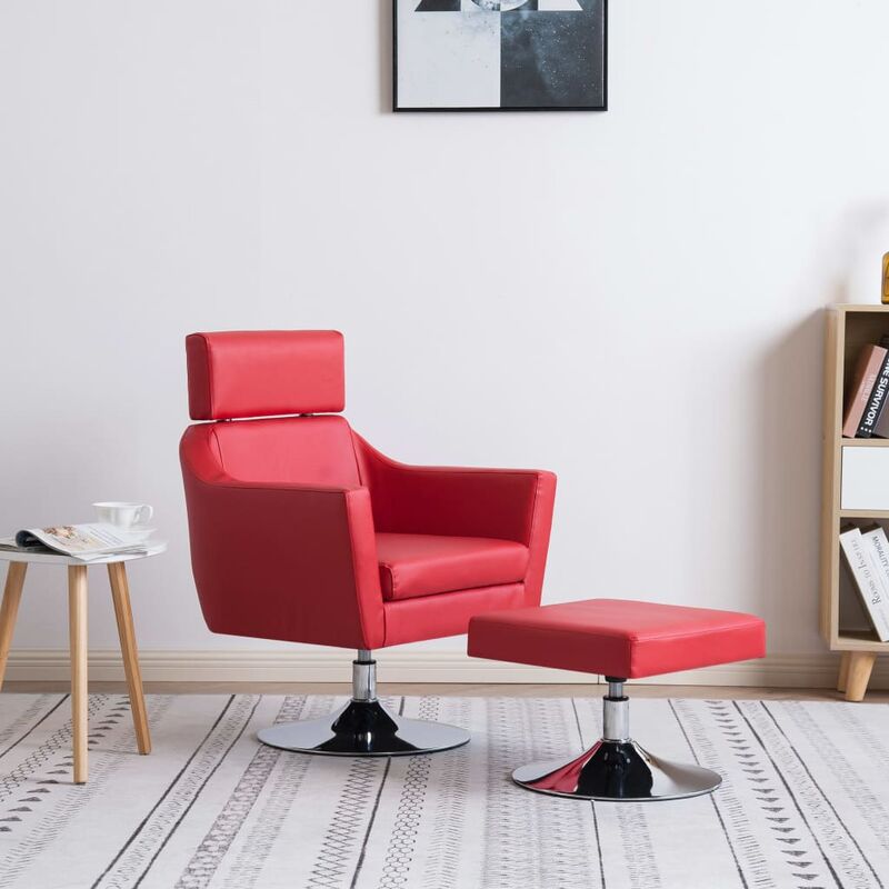 

Sillón para la TV de cuero sintético rojo