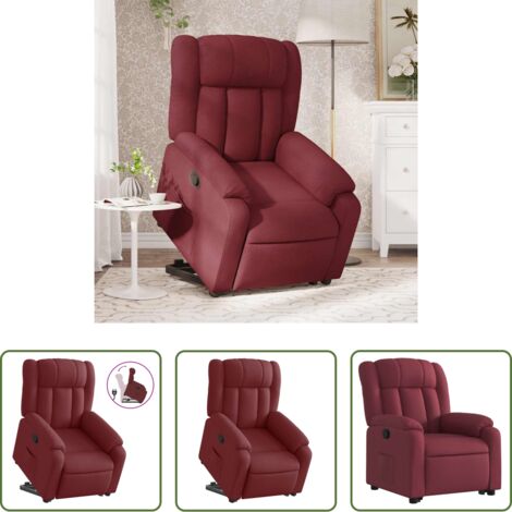 Sillón para mayores -  Sillón reclinable elevable tela rojo tinto