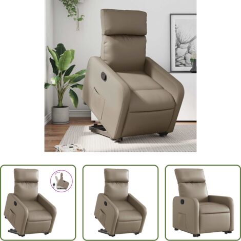Sillón para personas mayores -  Sillón reclinable elevable cuero artificial color capuchino