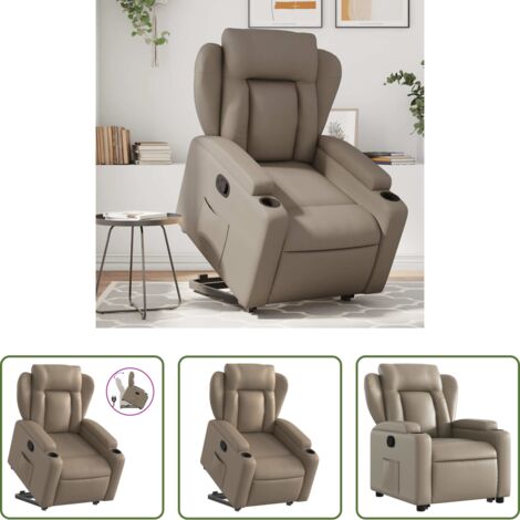 Sillón para personas mayores -  Sillón reclinable elevable cuero artificial color capuchino