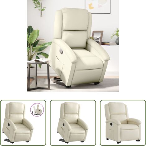 Sillón para personas mayores -  Sillón reclinable elevable cuero artificial color crema