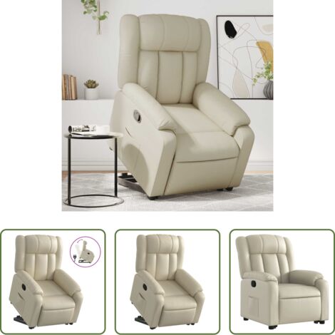 Sillón para personas mayores -  Sillón reclinable elevable cuero artificial color crema