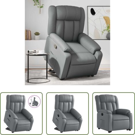 Sillón para personas mayores -  Sillón reclinable elevable cuero artificial gris