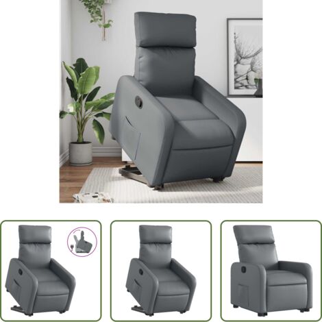 Sillón para personas mayores -  Sillón reclinable elevable cuero artificial gris