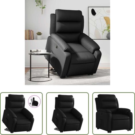 Sillón para personas mayores -  Sillón reclinable elevable cuero artificial negro