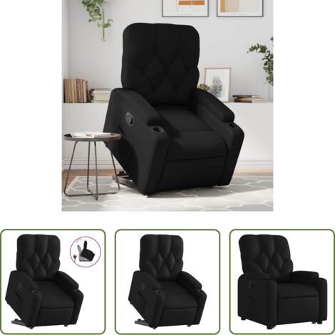 Sillón para personas mayores -  Sillón reclinable elevable cuero artificial negro