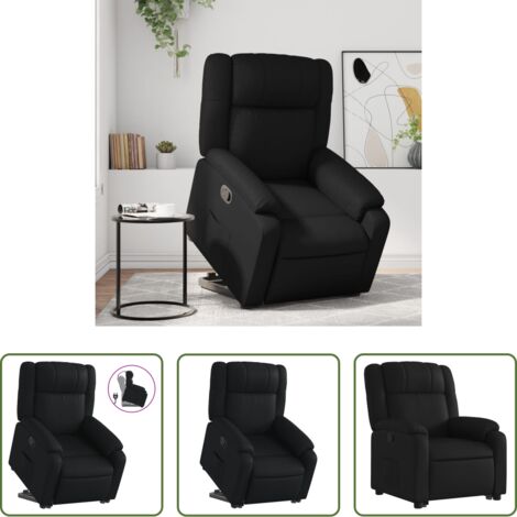 Sillón para personas mayores -  Sillón reclinable elevable cuero artificial negro