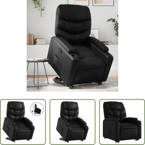 Sillón para personas mayores -  Sillón reclinable elevable cuero artificial negro