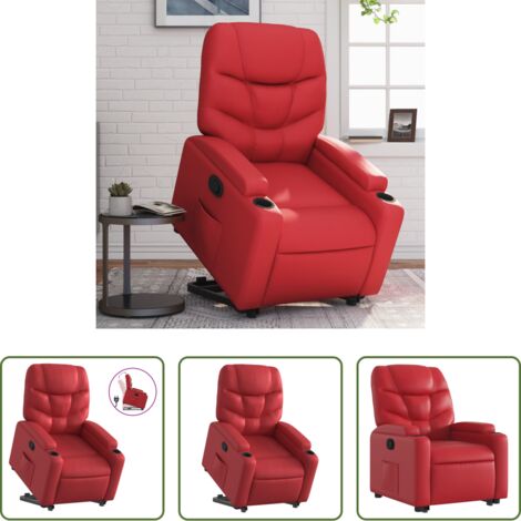Sillón para personas mayores -  Sillón reclinable elevable cuero artificial rojo