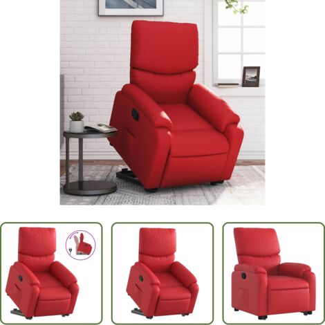 Sillón para personas mayores -  Sillón reclinable elevable cuero artificial rojo