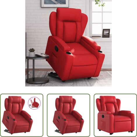 Sillón para personas mayores -  Sillón reclinable elevable cuero artificial rojo
