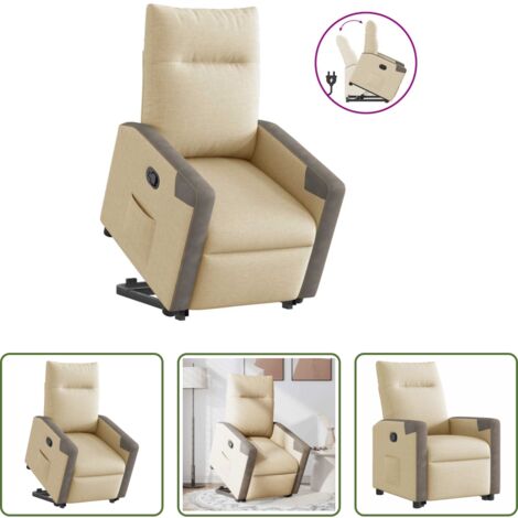 Sillón para personas mayores -  Sillón reclinable elevable de tela color crema