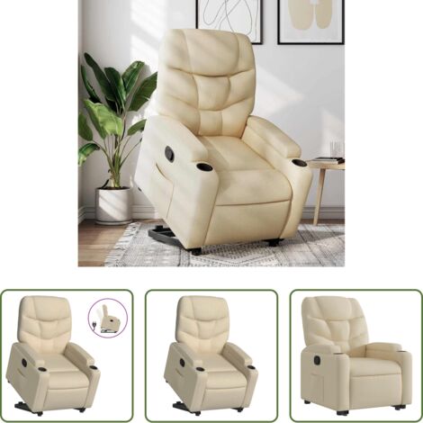 Sillón para personas mayores -  Sillón reclinable elevable de tela color crema