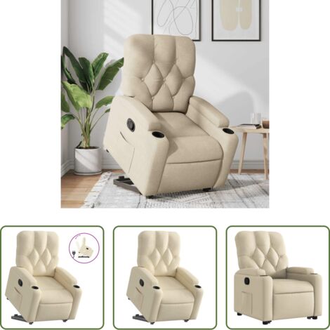 Sillón para personas mayores -  Sillón reclinable elevable de tela color crema