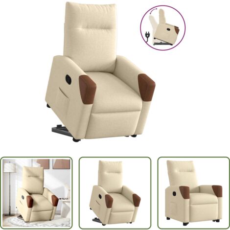 Sillón para personas mayores -  Sillón reclinable elevable de tela color crema