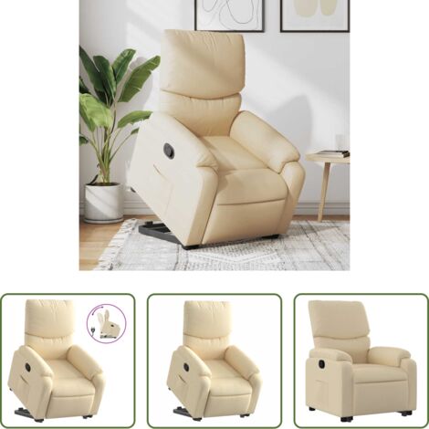 Sillón para personas mayores -  Sillón reclinable elevable de tela color crema