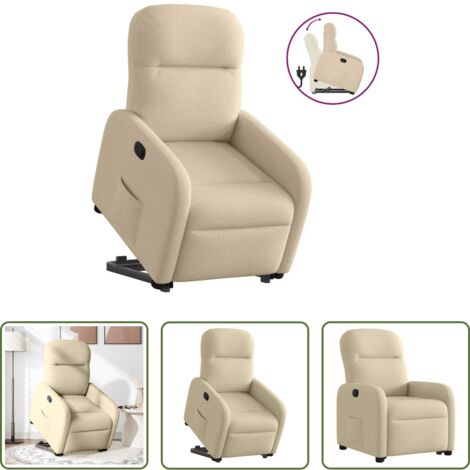 Sillón para personas mayores -  Sillón reclinable elevable de tela color crema
