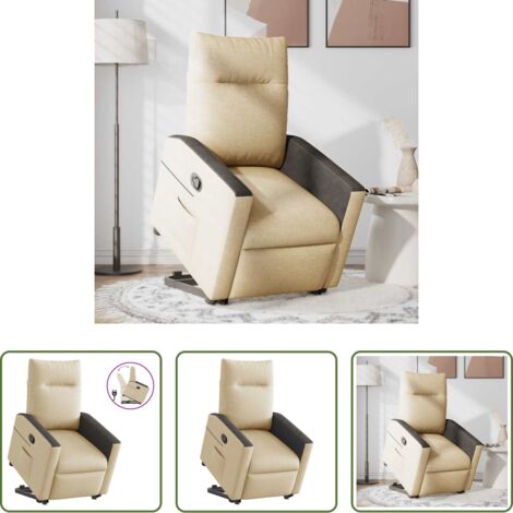 Sillón para personas mayores -  Sillón reclinable elevable de tela color crema