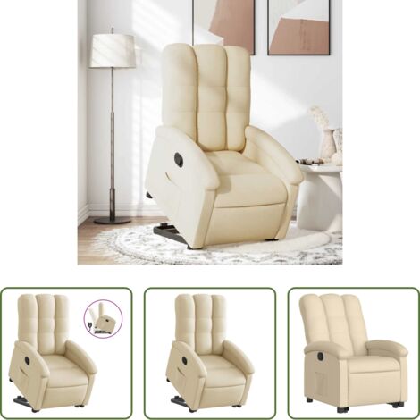 Sillón para personas mayores -  Sillón reclinable elevable de tela color crema