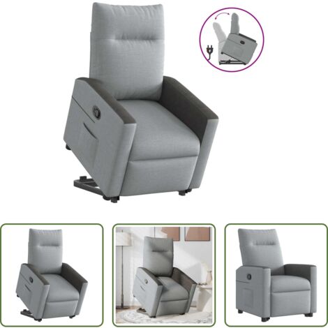 Sillón para personas mayores -  Sillón reclinable elevable de tela gris claro