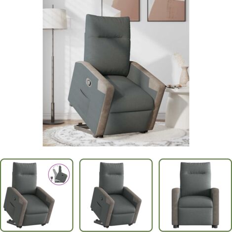 Sillón para personas mayores -  Sillón reclinable elevable de tela gris oscuro