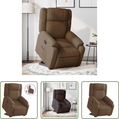 Sillón para personas mayores -  Sillón reclinable elevable de tela marrón