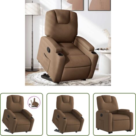 Sillón para personas mayores -  Sillón reclinable elevable de tela marrón