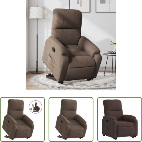 Sillón para personas mayores -  Sillón reclinable elevable tela de microfibra marrón