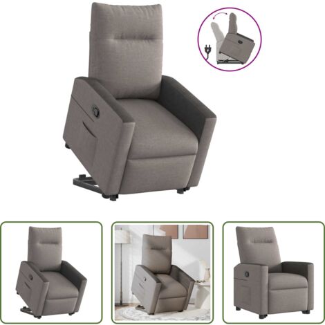 Sillón para personas mayores -  Sillón reclinable elevable tela gris taupe