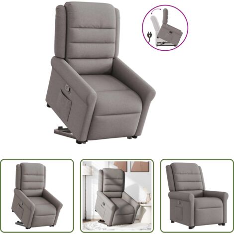 Sillón para personas mayores -  Sillón reclinable elevable tela gris taupe