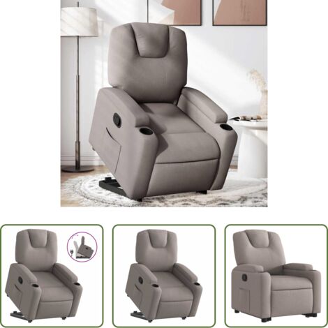Sillón para personas mayores -  Sillón reclinable elevable tela gris taupe