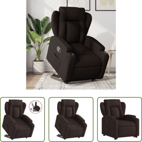 Sillón para personas mayores -  Sillón reclinable elevable tela marrón oscuro