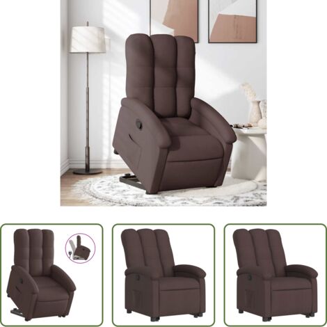 Sillón para personas mayores -  Sillón reclinable elevable tela marrón oscuro