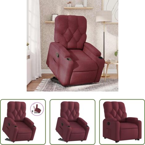 Sillón para personas mayores -  Sillón reclinable elevable tela rojo tinto