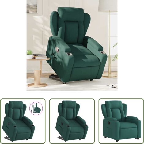 Sillón para personas mayores -  Sillón reclinable elevable tela verde oscuro