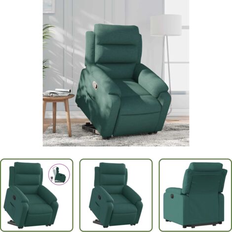 Sillón para personas mayores -  Sillón reclinable elevable tela verde oscuro