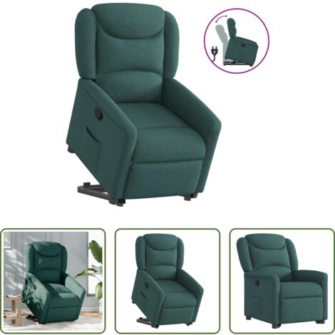 Sillón para personas mayores -  Sillón reclinable elevable tela verde oscuro