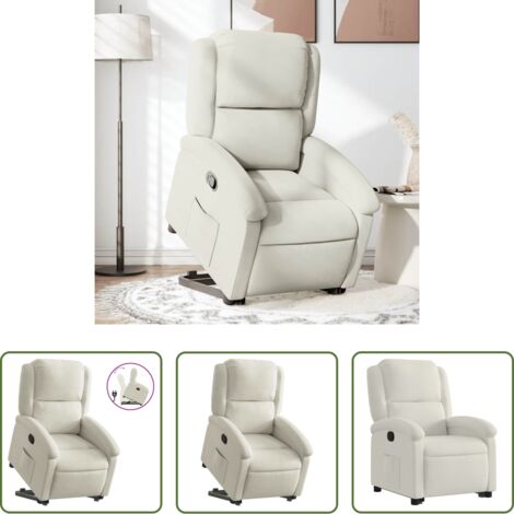 Sillón para personas mayores -  Sillón reclinable elevable terciopelo crema