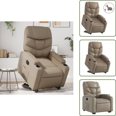 Sillón para personas mayores - vidaXL Sillón elevable eléctrico cuero artificial capuchino - Sillón con motor eléctrico