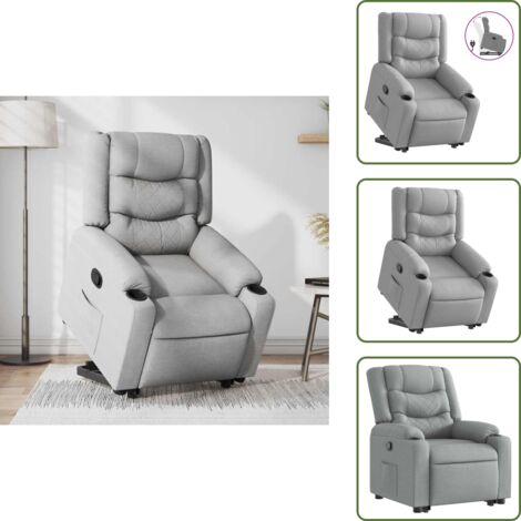 Sillón para personas mayores - vidaXL Sillón reclinable elevable de tela gris claro - Sillón eléctrico