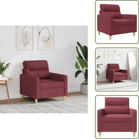 Sillón para sala - vidaXL Sillón de tela rojo tinto 60 cm - Sillón cómodo
