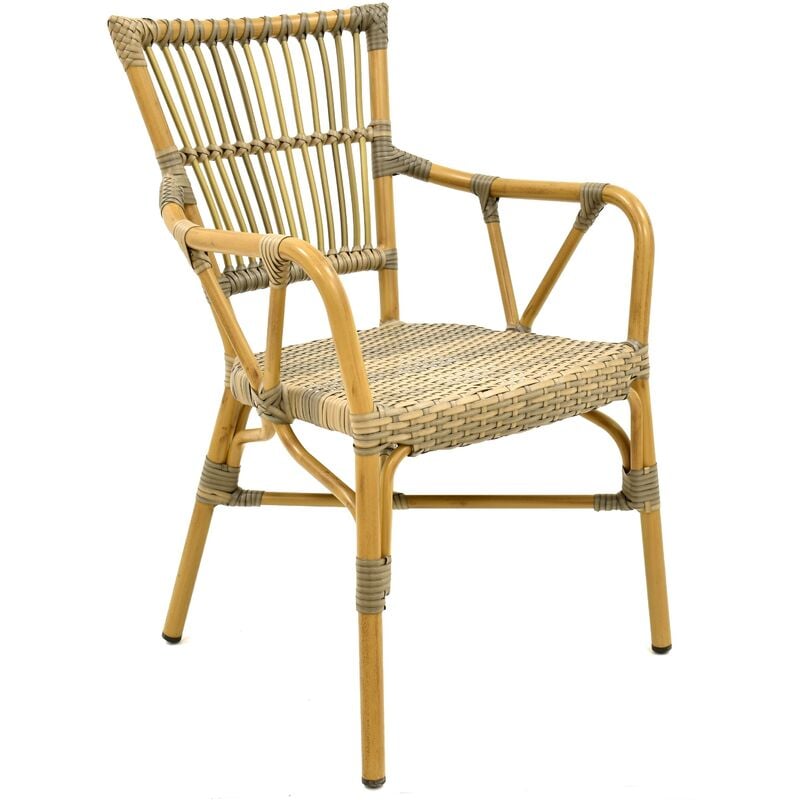 

Sillón PAROS, aluminio, ratán marrón y gris