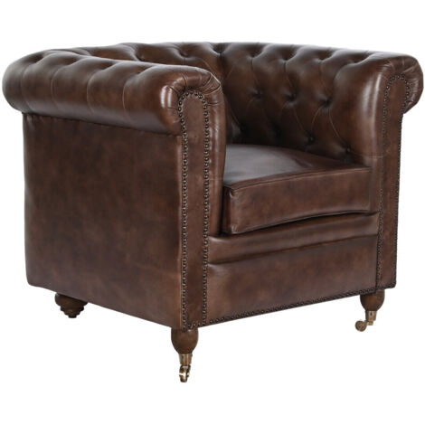 Sillon Piel 84X77X79 Chester Marron Oscuro