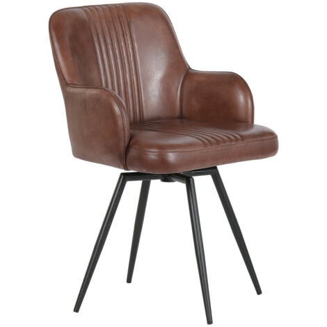 Sillon Piel Hierro 51X60X82 Giratorio Marron