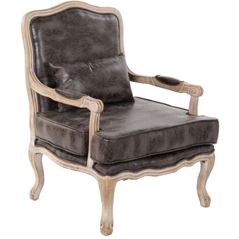 Sillon Pu Rubberwood 70X66X94 Desgastado Marron