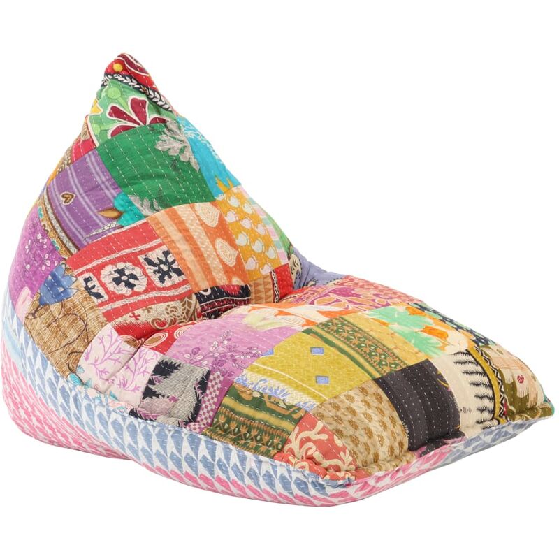 

Sillón puf de tela patchwork multicolor
