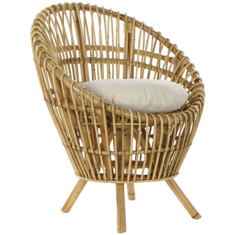 Sillon Ratan Algodon 76X65X85 Con Cojin Natural MB175009