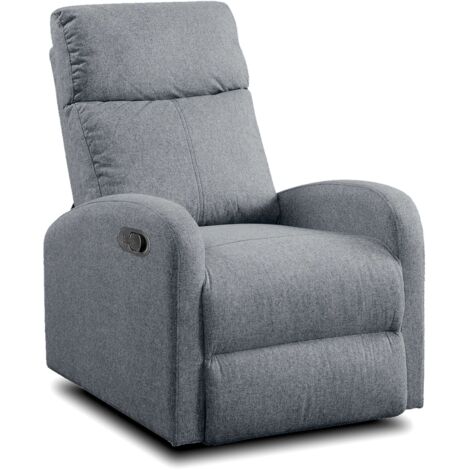 Sillón Reclinable Chill de Sala en Color Gris con Mecanismo Automático en Tela 55x110x74 cm