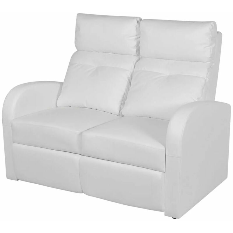 

Sillón reclinable con 2 plazas de cuero artificial blanco