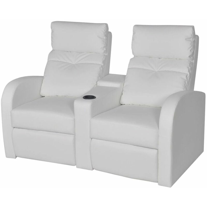 

Sillón reclinable con 2 plazas de cuero artificial blanco